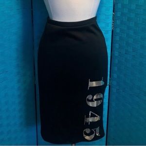 Graphic Stretch Pencil Skirt Women’s Black